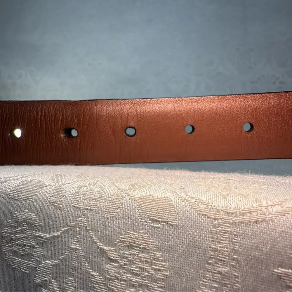 Roundtree & Yorke Black Crocodile-Embossed Italian Calfskin Solid Brass Belt